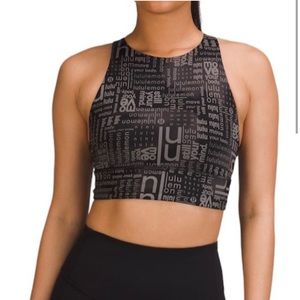 Lululemon High Neck Longline Energy Sports Bra Ombre Black Multi 4 NWT